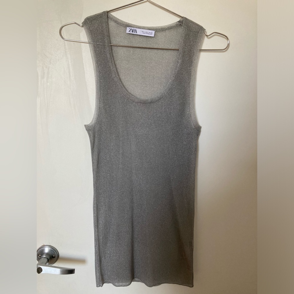 Zara sheer silver tank top